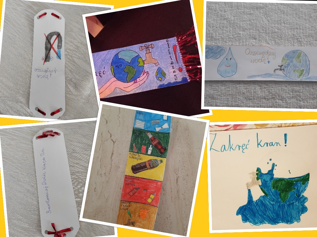 zdjęcia prac uczniów przesłane na Konkurs "Moja ekologiczna zakładka do książki" 