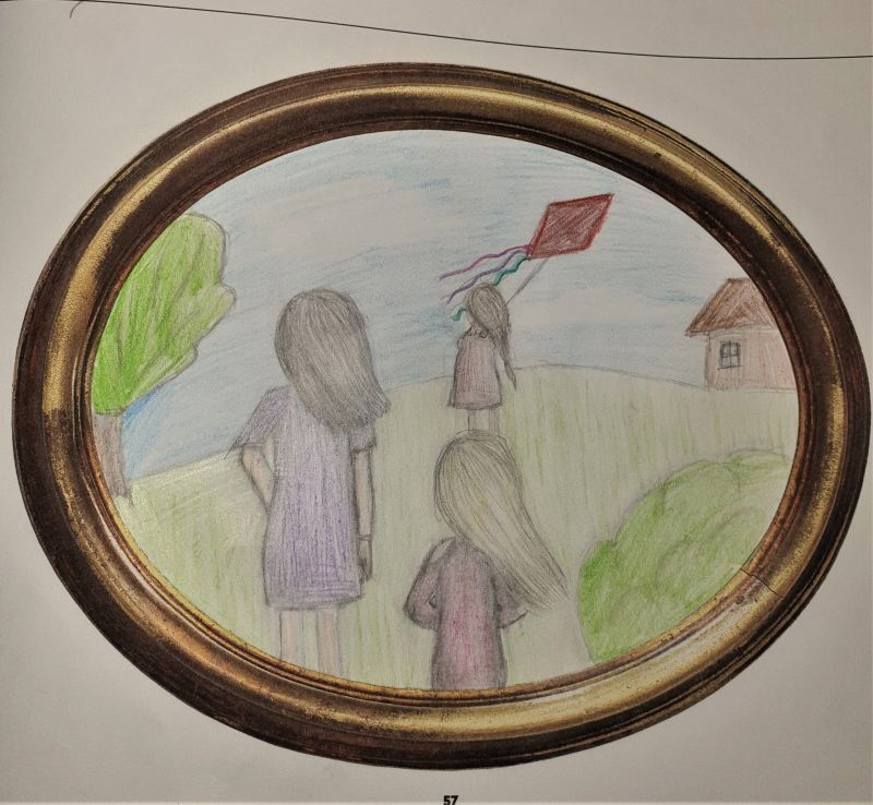 Tondo, realizm w malarstwie. Trzy dziewczynki bawiące się latawcem