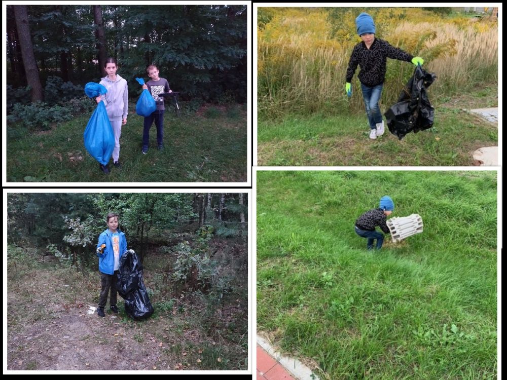 Uczniowie zbierają śmieci w swojej okolicy