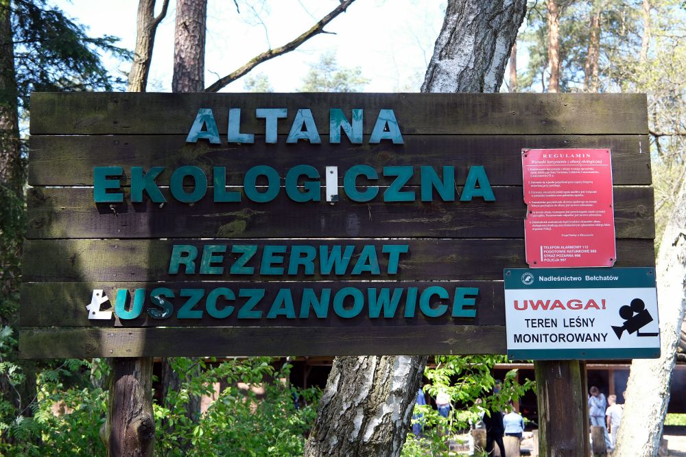 Szyld "Altana ekologiczna Rezerwat Łuszczanowiece"